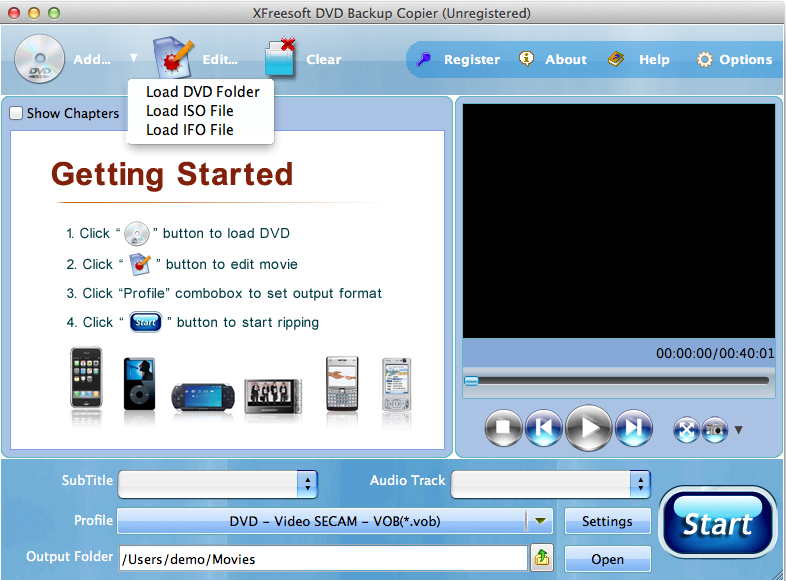 XFreesoft Mac DVD Backup Copier 3.1 : Add Files
