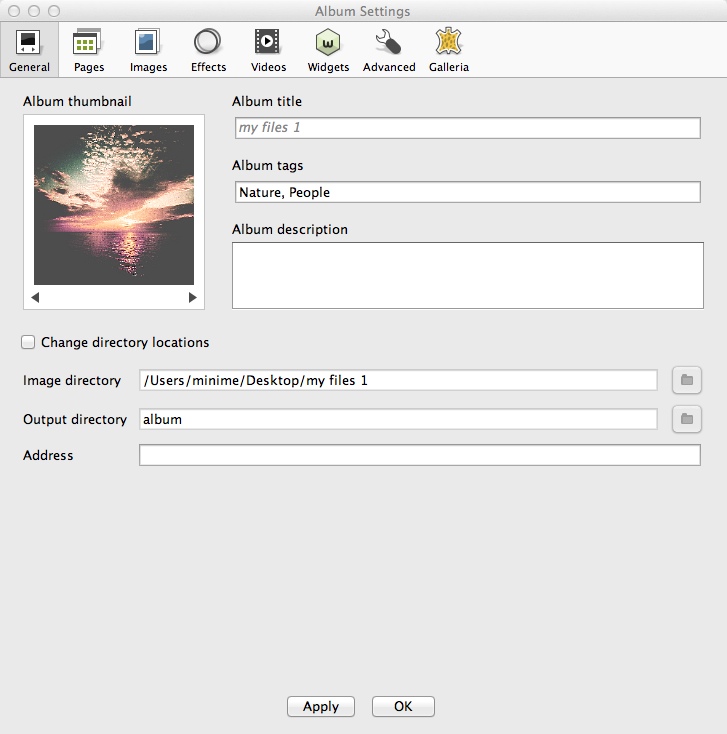 jAlbum 12.1 : Configuring Web Album Settings