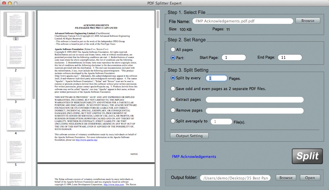 PDF Splitter Expert 2.2 : Split Window
