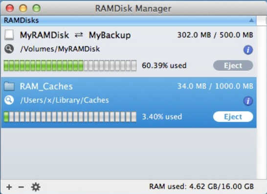 RAMDisk Manager 1.2 : Main Window