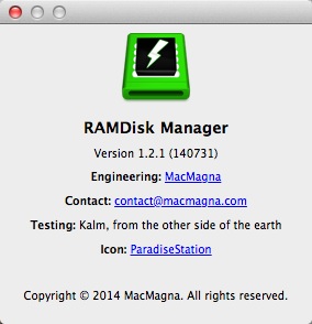 RAMDisk Manager 1.2 : About Window
