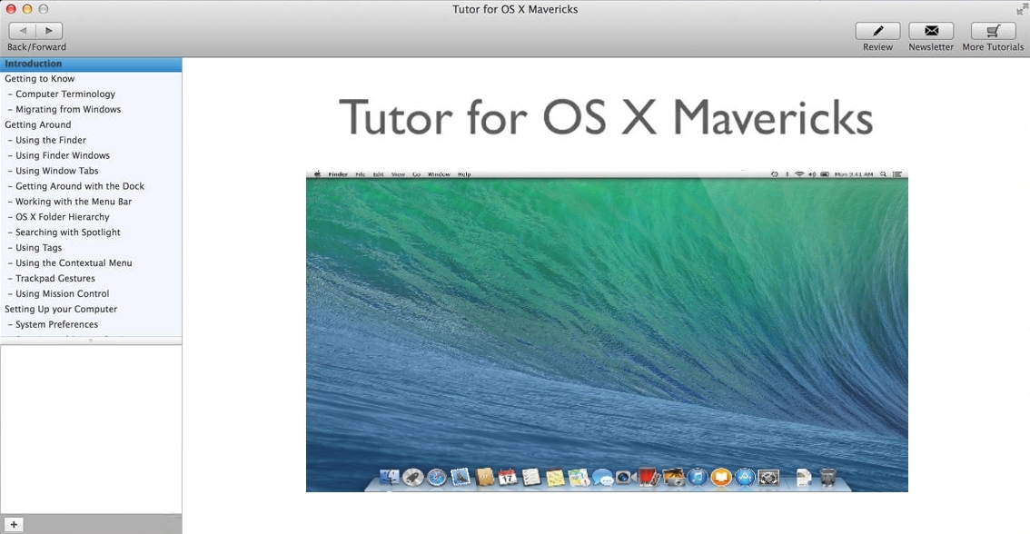 Tutor for OS X Mavericks 1.4 : Main Window