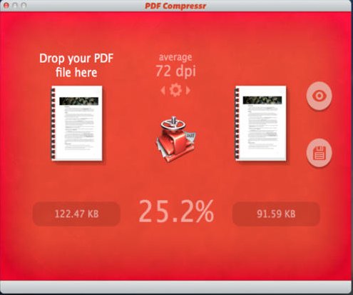PDF Compressr 1.0 : Main window