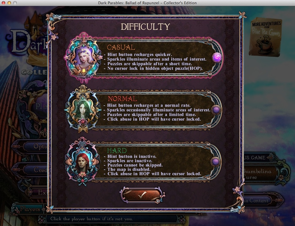 Dark Parables: Ballad of Rapunzel Collector's Edition 2.0 : Selecting Game Difficulty
