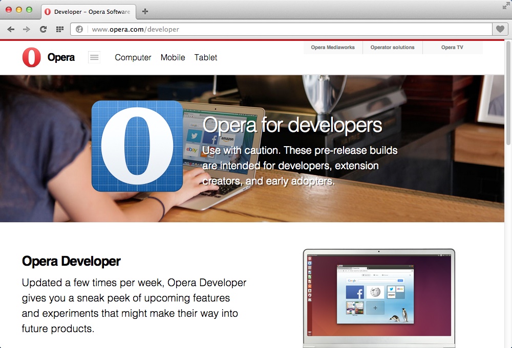 Opera Developer 25.0 : Main Window
