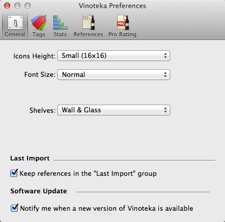 Vinoteka 3.4 : Program Preferences