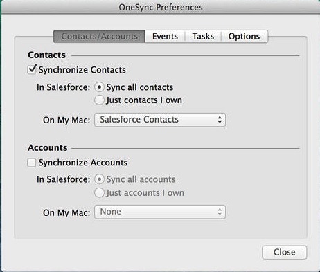 OneSync 1.4 : Preferences Window