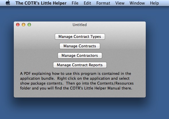 The COTR's Little Helper 1.1 : Main Window