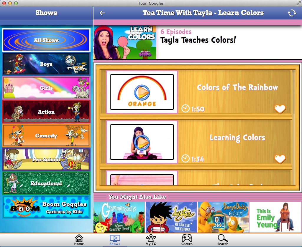Toon Goggles 6.0 : Selecting Show