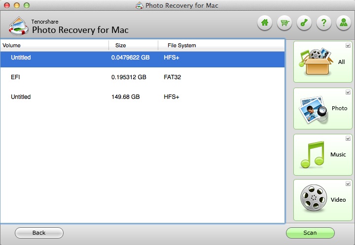 Photo Recovery For Mac 2.0 : Scan Options