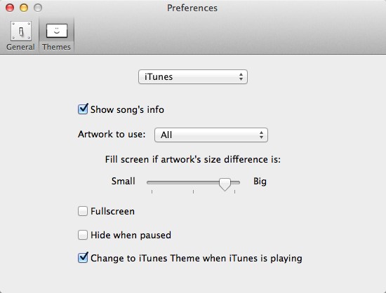 Backgrounds 1.1 : iTunes Options