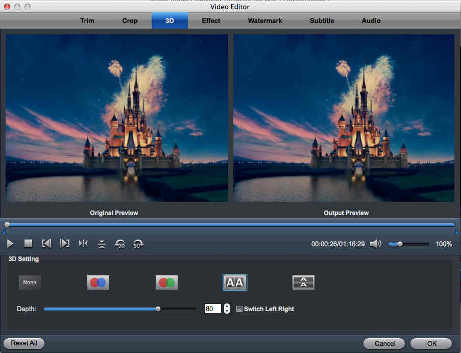 Acrok Video Converter Ultimate for Mac 2.6 : 3D Options