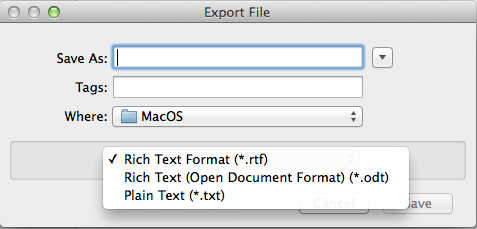 Leafnote 1.0 : Export Options