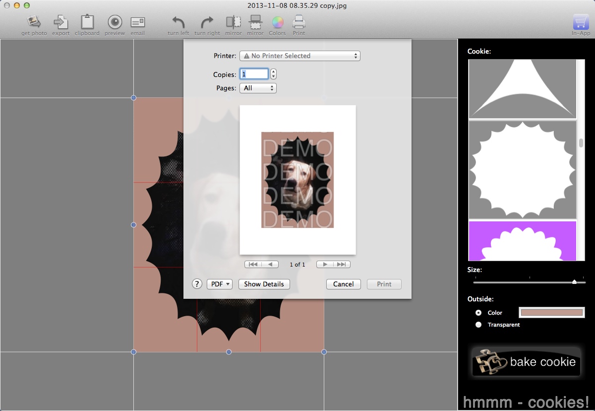 cookie cutter 1.1 : Printing Image