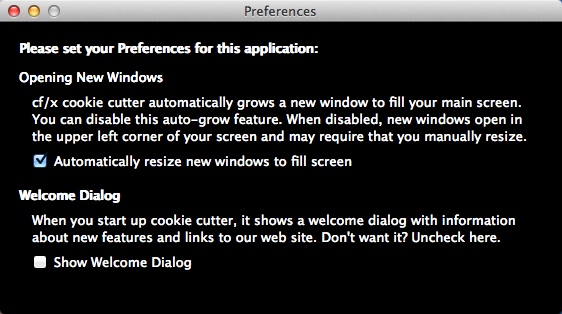 cookie cutter 1.1 : Program Preferences