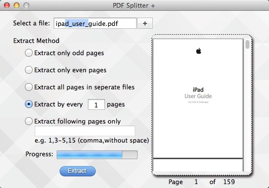 PDF Splitter + 1.1 : Split in Progress