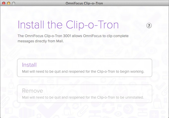 OmniFocus Clip-o-Tron 1.0 : Main window