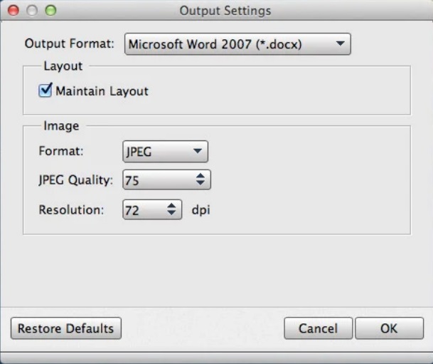 AnyMP4 PDF to Word Converter 3.1 : Output Settings