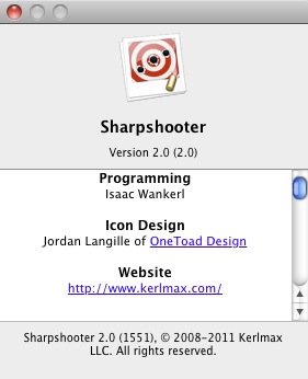 Sharpshooter 2.0 : About window