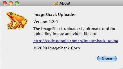 Imageshack Uploader 2.2 : About window