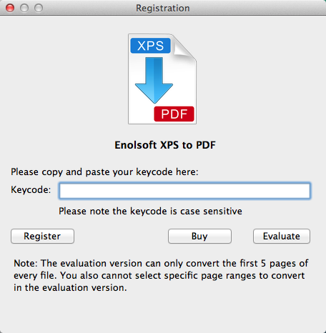 XPS to PDF 2.1 : Evaluation Window
