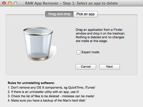RAW App Remover 2.0 : Main Window