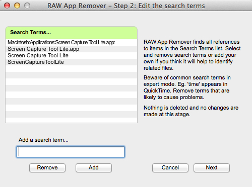 RAW App Remover 2.0 : Search Options