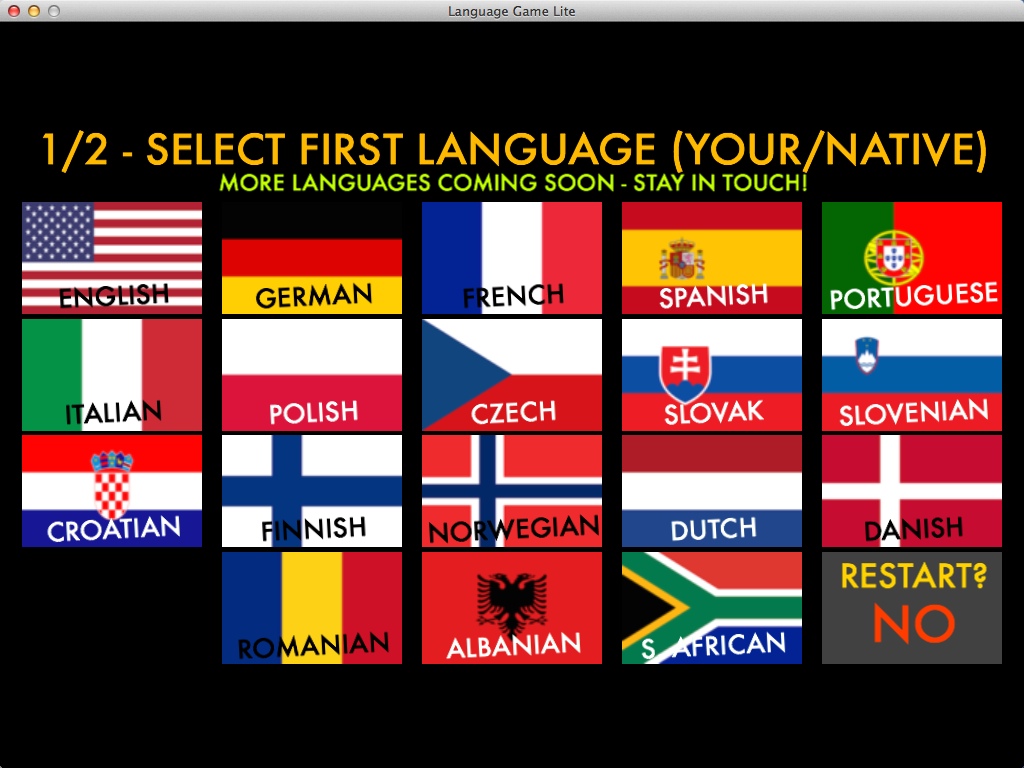 Language Game 1.2 : Selecting Native Language
