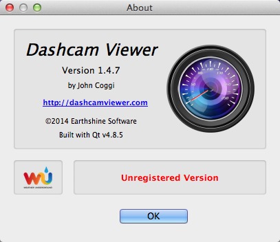 Dashcam Viewer 1.4 : About Window