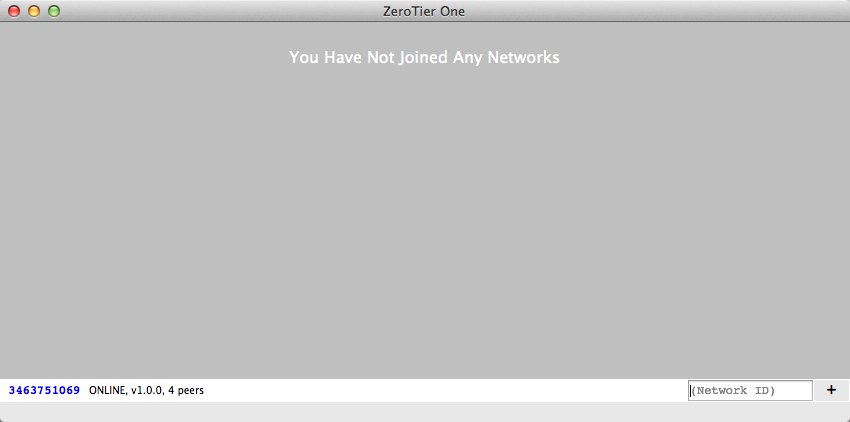 ZeroTier One 1.0 : Main window