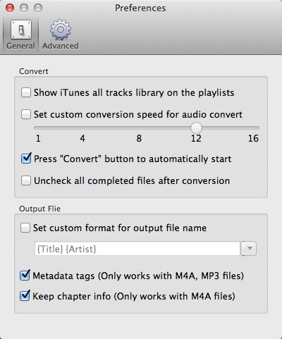 DRM Converter 3 for Mac 3.8 : Program Preferences