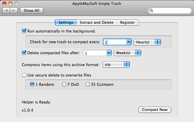 AppleMacSoft Empty Trash for Mac 1.0 : Main Window