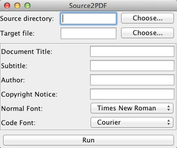 Source2PDF 1.0 : Main window