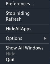 HideAllApps 1.1 : Main Menu