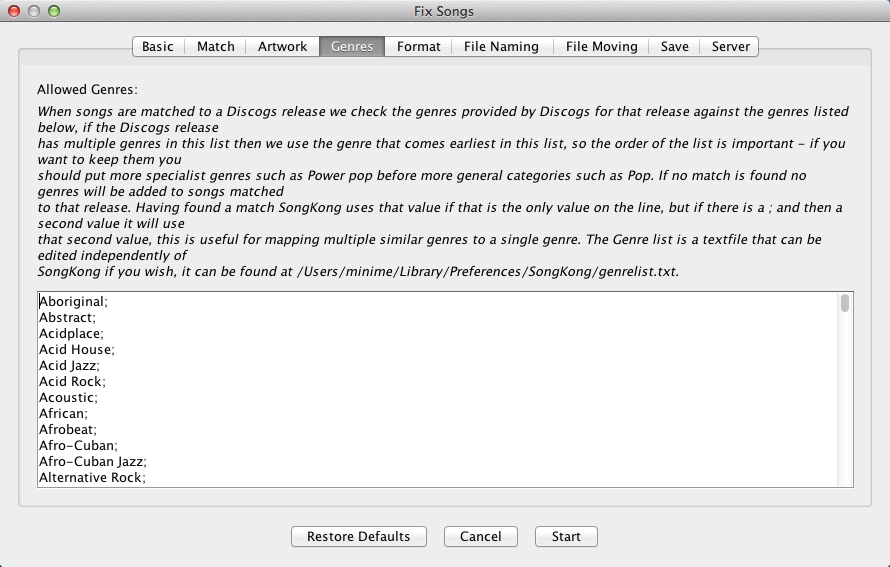 SongKong 2.1 : Configuring Genres Settings