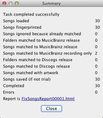 SongKong 2.1 : Checking Scan Summary