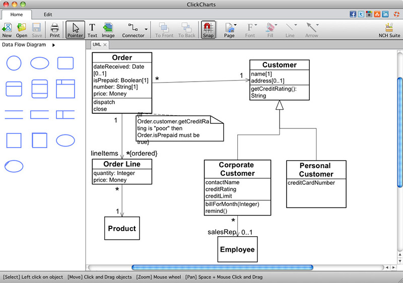 ClickCharts Diagram & Flowchart Software 1.11 : Main Window