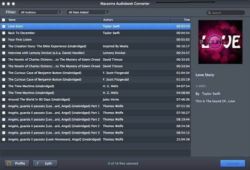 Macsome AudioBook Converter for Mac 2.0 : Main Window