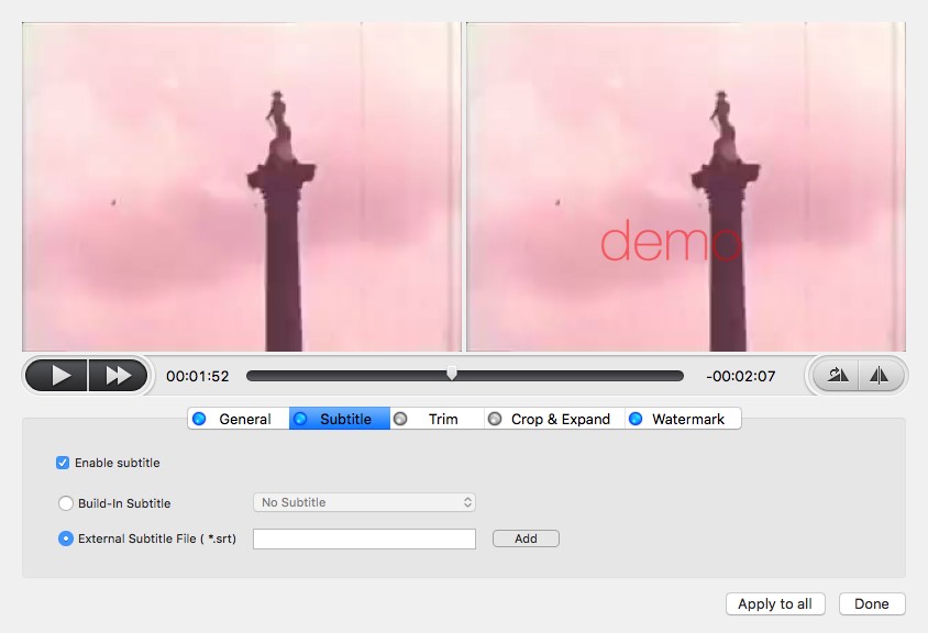 MacX QuickTime Video Converter Free Edition 4.1 : Subtitle Options