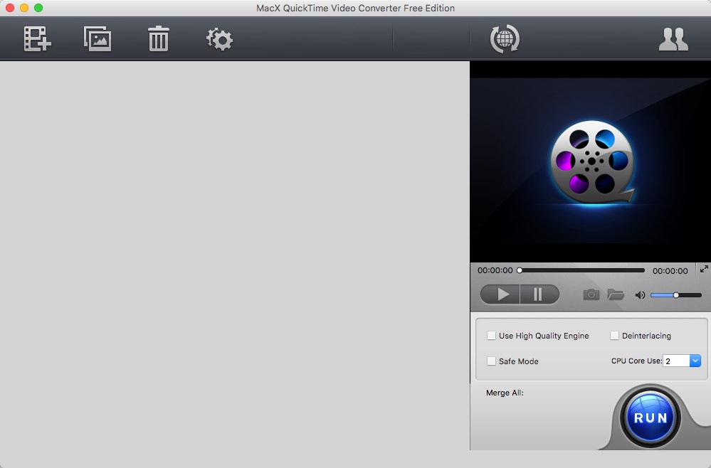 MacX QuickTime Video Converter Free Edition 4.1 : Main Window
