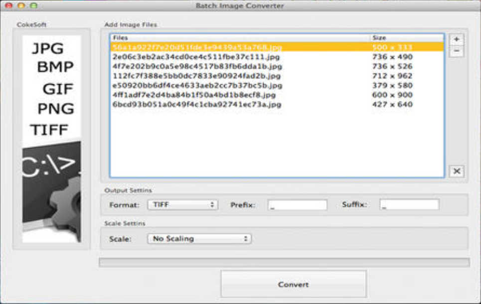 Batch Image Converter 1.0 : Main Window