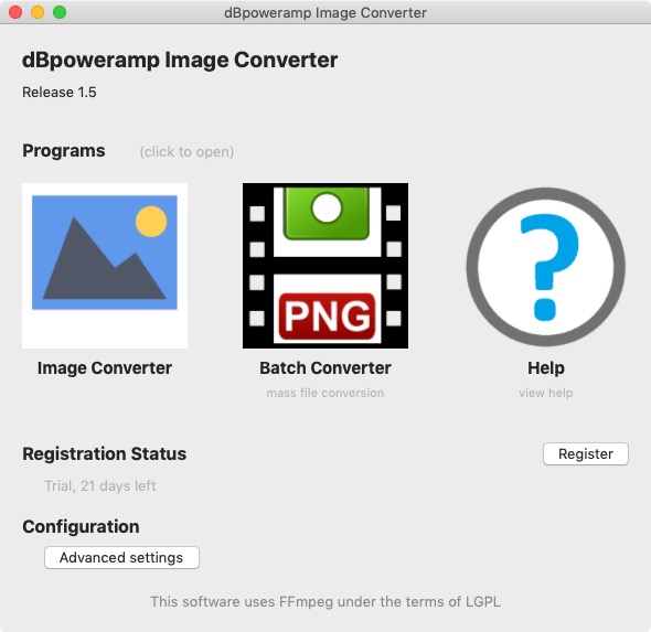 Image Converter 1.5 : Welcome Screen 