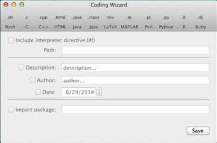 Coding Wizard 1.1 : Main Window