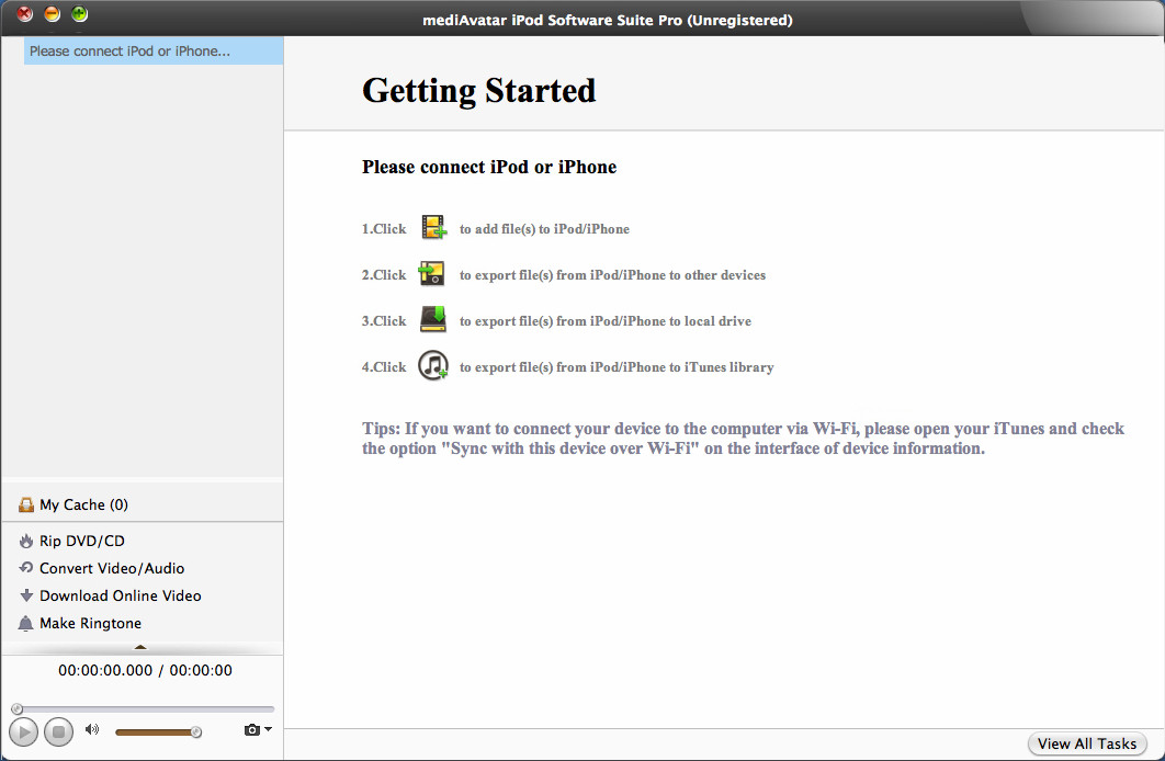 mediAvatar iPod Software Suite Pro 5.6 : Main Window