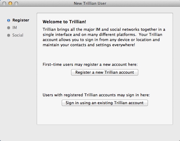 Trillian 3.0 : Welcome Window