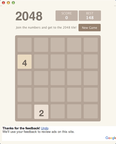 2048 5x5 1.5 : Starting New Game
