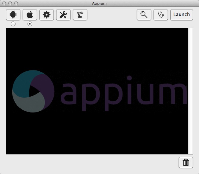 Appium 1.2 : Main window