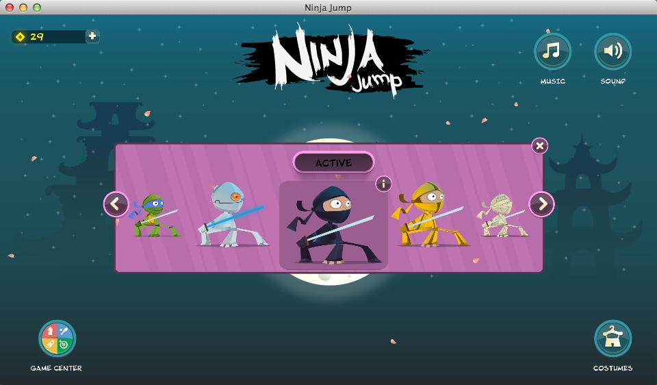 Ninja Jump 1.1 : Selecting Outfit