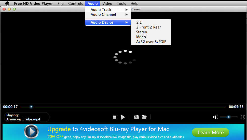 Free HD Video Player 6.1 : Select Audio Device