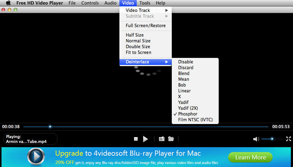 Free HD Video Player 6.1 : Video Options